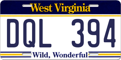 WV license plate DQL394