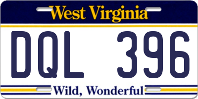 WV license plate DQL396