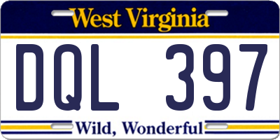 WV license plate DQL397