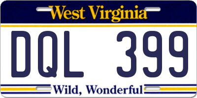 WV license plate DQL399