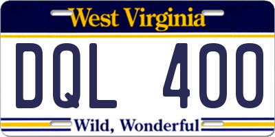 WV license plate DQL400