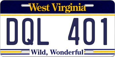 WV license plate DQL401