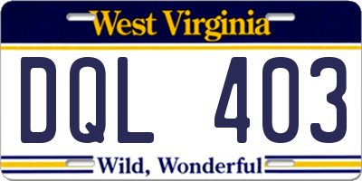 WV license plate DQL403