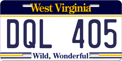 WV license plate DQL405