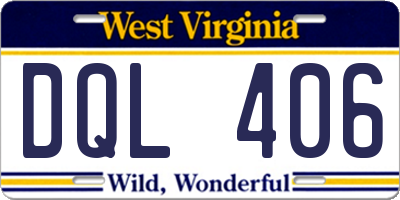WV license plate DQL406