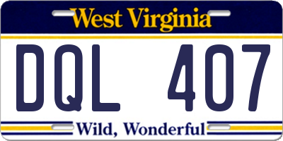 WV license plate DQL407