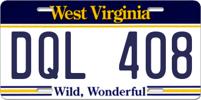 WV license plate DQL408