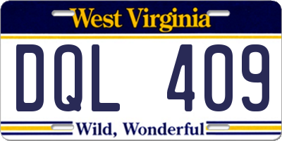 WV license plate DQL409