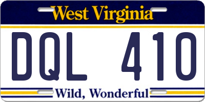 WV license plate DQL410