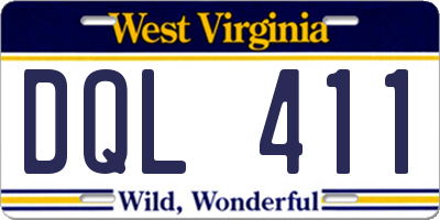 WV license plate DQL411