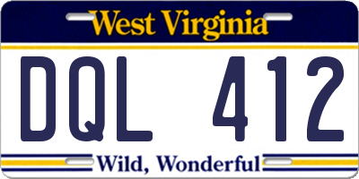 WV license plate DQL412