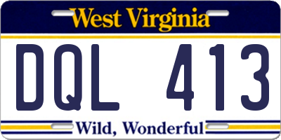 WV license plate DQL413