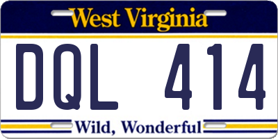 WV license plate DQL414