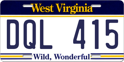 WV license plate DQL415