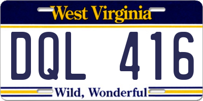 WV license plate DQL416