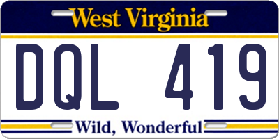 WV license plate DQL419