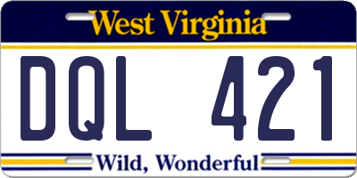 WV license plate DQL421