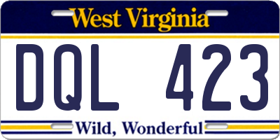 WV license plate DQL423