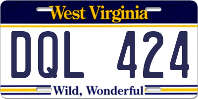 WV license plate DQL424
