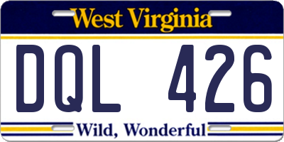 WV license plate DQL426
