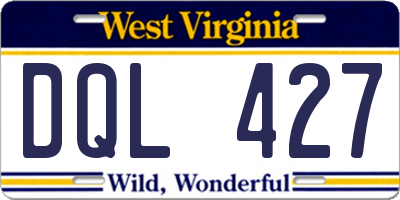 WV license plate DQL427