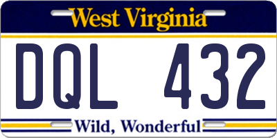 WV license plate DQL432