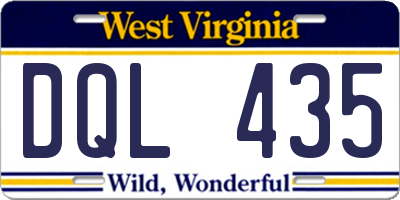 WV license plate DQL435