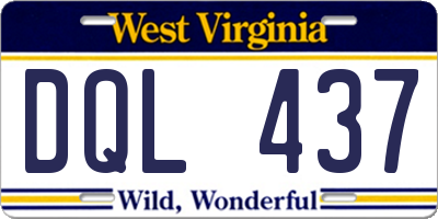 WV license plate DQL437
