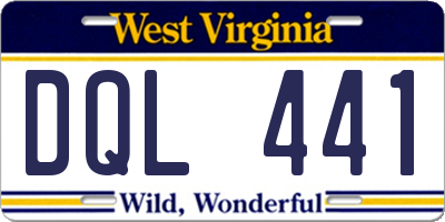 WV license plate DQL441