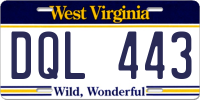 WV license plate DQL443