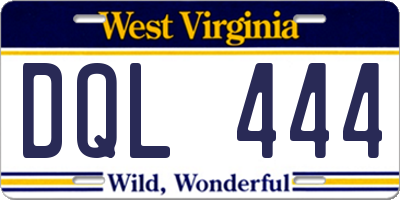 WV license plate DQL444