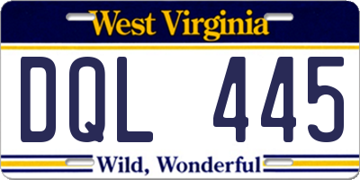 WV license plate DQL445