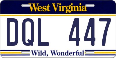 WV license plate DQL447