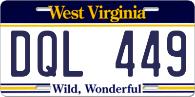 WV license plate DQL449