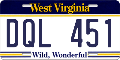 WV license plate DQL451