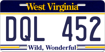 WV license plate DQL452