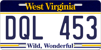 WV license plate DQL453