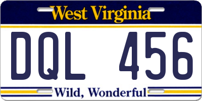 WV license plate DQL456