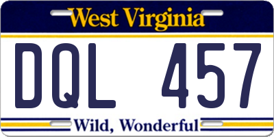 WV license plate DQL457