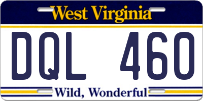 WV license plate DQL460