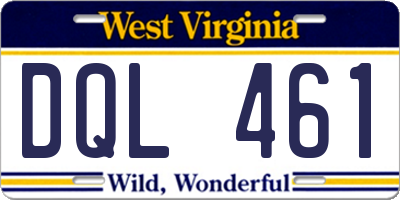 WV license plate DQL461