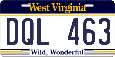 WV license plate DQL463