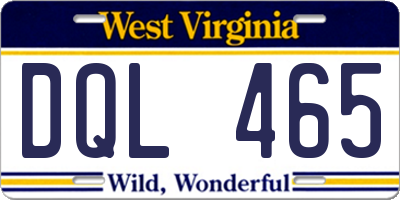 WV license plate DQL465