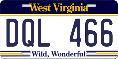 WV license plate DQL466