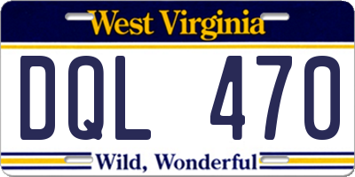 WV license plate DQL470