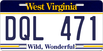 WV license plate DQL471