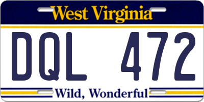 WV license plate DQL472