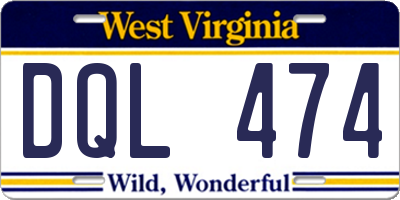 WV license plate DQL474