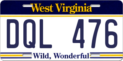 WV license plate DQL476