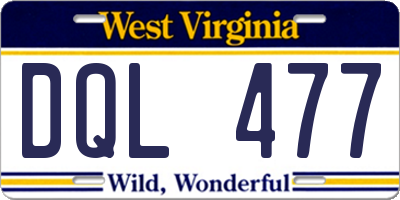 WV license plate DQL477